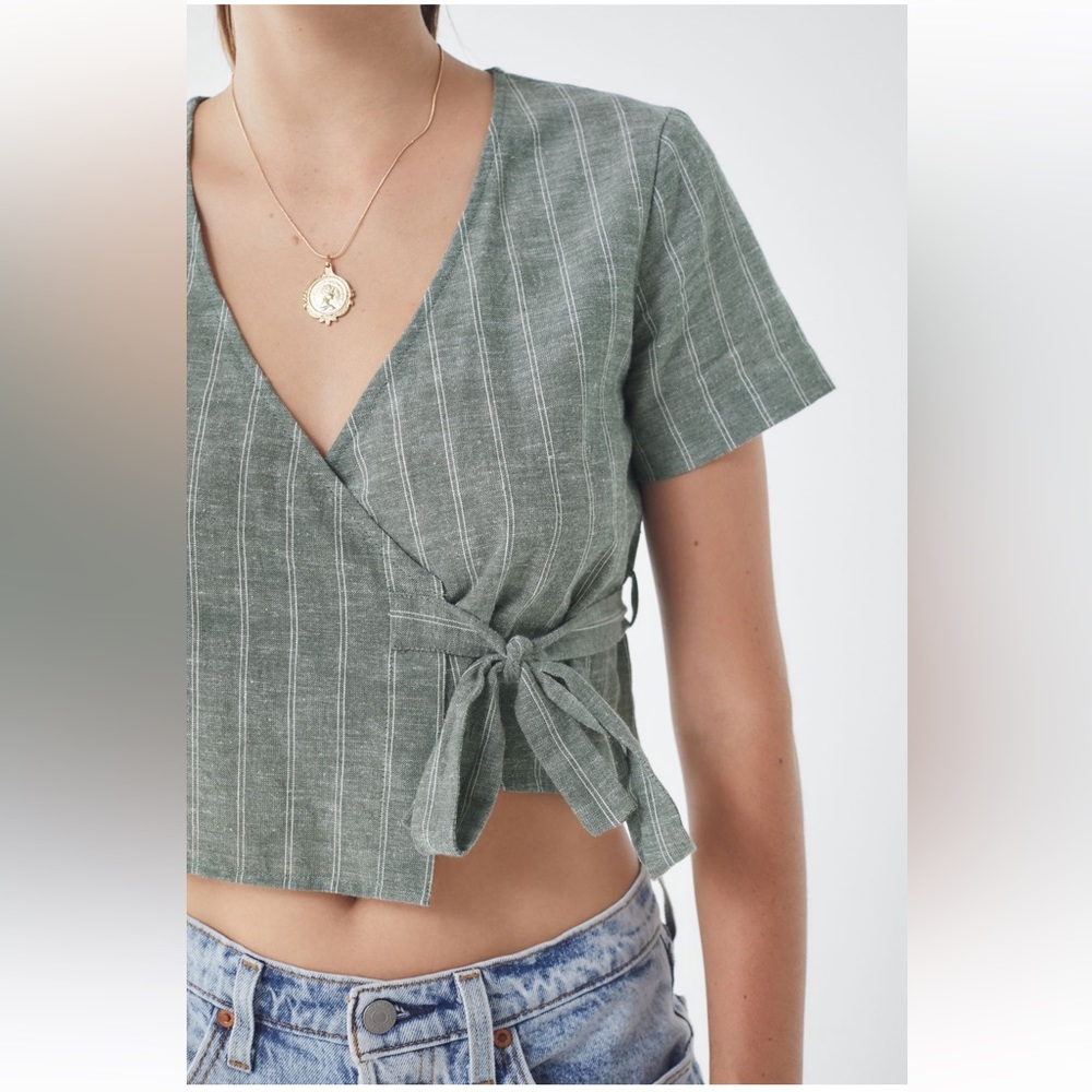UO striped wrapped crop top